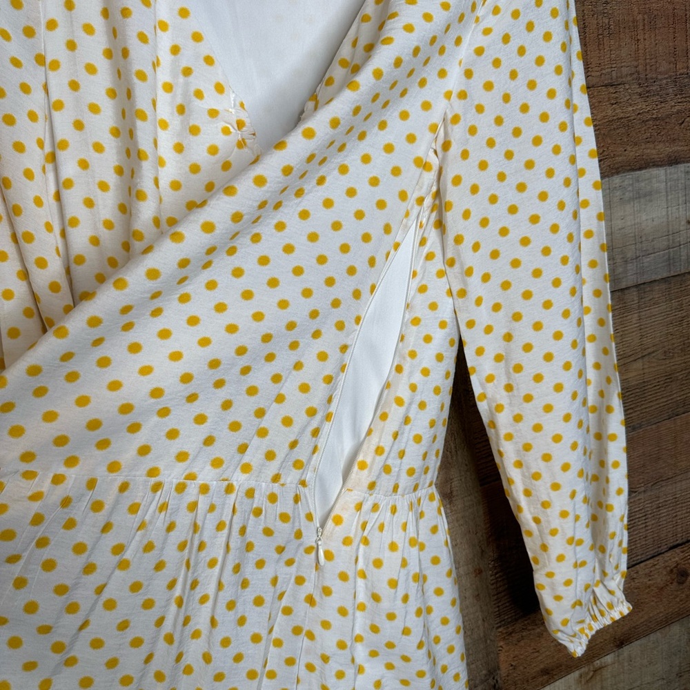 Vila midi dress with balloon sleeve in yellow spot - Picture 14 of 15